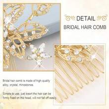 QY- Gold Bridal Hair Comb Crystal Flower Hair Pieces Rhinestone Wedding Hair Accessories For Women -6108 - 如圖 - 查看 6
