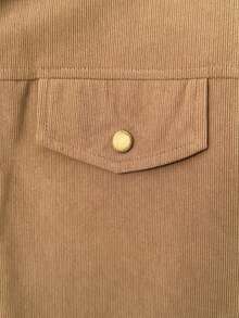 Chemise décontractée pour femmes, de couleur unie, avec boutons devant et poches, printemps - Brun - Voir 5