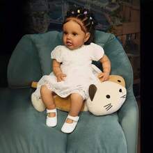 New African Amercian Curly Hair 24 Inch 60 CM Reborn Baby Dolls Soft Cloth Body Bebe Girl Reborn Realistic Newborn Baby Dolls Real Life Baby Toys For Kids Age 3+ - White - View 5