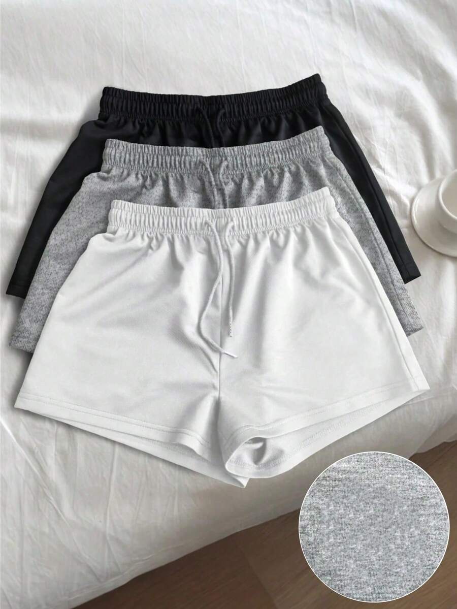 Set de 3 pantalones cortos deportivos bordados de colores para mujeres - 3PCS - Ver 1