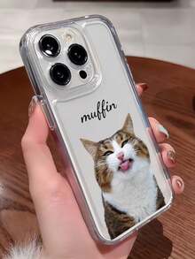 1PC Customized Phone Case, Ins Fashion Cute Dog Cat Photo Name Phone Case, Compatible With Apple 17/17 Pro/17 Air/17 Pro Max - Apple Phone Case, Apple 16 Phone Case, Gift For Friends, Valentine's Day Gift, Birthday Gift - Clear - View 2