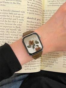 Dây đeo đồng hồ PU cứng cáp, tương thích với Apple Watch 42mm, 38mm, 40mm, 41mm, 44mm, 45mm, 46mm, 49mm, dây đeo thay thế thời trang cho đồng hồ thông minh, phù hợp với các dòng Ultra2, Ultra SE2, SE 11, 10, 9, 8, 7, 6, 5, 4, 3, 2, 1 và nhiều dòng khác, phiên bản dành cho nữ, có thể dùng làm quà tặng nhân dịp tựu trường. - màu nâu - Xem 3