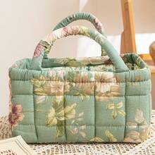 سلة تخزين عملية ذات نمط زهري، سلة تخزين متنوعة، سلة تخزين للألعاب، سلة غسيل، سلة لتخزين أحمر الشفاه وفرش المكياج ومنتجات العناية بالبشرة، ديكور منزلي، سلة نزهة محمولة - متعدد الألوان - مشاهدة 16