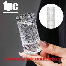 1pc 30ml Luxury Embossed Glass Wine Cup, Gem Pattern Glass Wine Glass, High-End Creative Wine Glass, Small Wine Cup, One-Sip Mini Wine Cup, Home Use Wine Glass, Suitable For Party, Music Festival, Bar, Nightclub