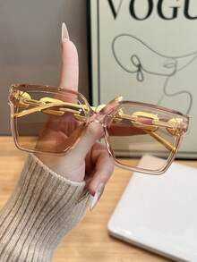 1副男士玳瑁纹链条方形时尚眼镜 - 彩色 - 查看 13