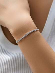 1 S925 Sterling Silver Exquisite Fashionable Zirconia Adjustable Bracelet For Women To Girlfriends As Valentine Day Birthday Jewelry Gift