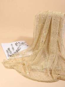 1pc Women's Lightweight Solid Color Sequin Bandana Scarf, Headscarf, Middle Eastern Hijab, Decorative Shawl, Sun Protection Beach Wrap, Suitable For Daily Use - 薄荷綠 - 查看 2