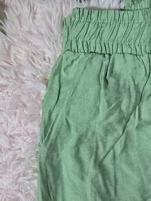 DUNA Fabric Pants With Lining, Pocket And Elastic Waist - Mint Green - View 4