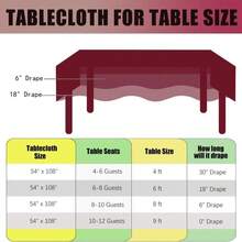 FULDGAENR Burgundy Plastic Tablecloth, Disposable Table Cloths 54x108 Inch Size For 6-8 Foot Rectangle Table Indoor/Outdoor Parties Birthdays Weddings Anniversary - 1 Pack - Black - View 2