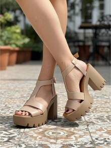 Women's Sandals With A Wide Heel, Buckle, Non-Slip, For Events, Parties, Vacations. Spring-Summer
