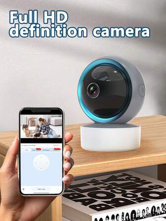 室内智能监控摄像头 360°旋转婴儿宠物监视器 带双向音频和 SD 卡视频存储