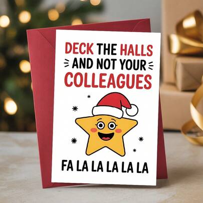 1pc Funny Christmas Greeting Card For Workplace, Quirky Office Holiday Card For Coworker Interaction, Christmas Party Decoration And Wishes, Relaxed & Humorous Workplace Gift, Includes Envelope And Stickers
