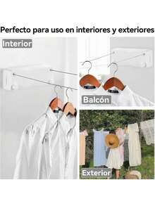 GARUISKY 5.2M Tendedero retráctil de Pared para Interiores y Exteriores, Tendedero retractil Pared Compacto, Tendedero retractil Pared para Hogar, Fácil de Instalar(Blanco) - 1 - Ver 7