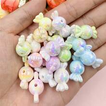 10PCS 11.2 * 21.4mm Glossy Macaron Color UV Plated Perforated Candy Beads Acrylic Beads - Rainbow Pink Candy Color, Perfect For DIY Jewelry Making Bracelets And Necklaces, Earring - 彩色 - 查看 4