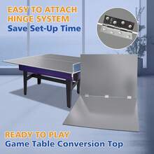 6*3ft Black Mid-Size Ping Pong Conversion Top Foldable & Portable Table Tennis Table Top For Indoor Games - Grey + MDF - View 6