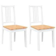 Esszimmerstühle 2 Stk. Weiß Massivholz Gummibaum-XY571371
