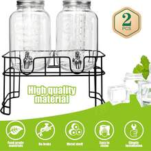 1-Gallon Glass Beverage Dispenser, Suitable For Parties, 2-Piece Set. Beverage Dispenser With Base And Stainless Steel Spigot, Glass Dispenser With Ice Tube For Lemonade. Laundry Detergent, Cold Water Pitcher - 無色 - 查看 3