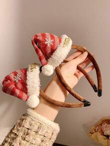 1pc Women's Christmas Cute Snowflake Red Plush Headband, Fashionable Versatile High-End Elegant Non-Slip Hair Band, Suitable For Daily, Casual, Party, Commuting, Holidays, Buns, Ponytails, Face Washing, Makeup, Hair Accessories ,Beauty ,Hair Hair Hoop ,Hairband For Women