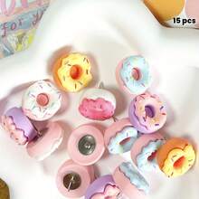 15 piuneze decorative, în formă de gogoașă, pentru perete foto, perete decorativ, tablă albă, tablă de plută, hartă, avizier, birou sau casă