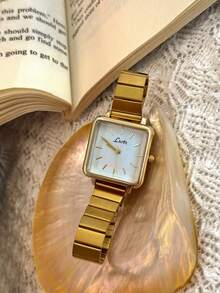 1 Pc New Fashionable Ladies Watch, Stylish & Simple, Luxury Style, Elegant & Versatile Quartz Bamboo Band Watch
