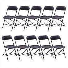 10-Pack Heavy-Duty Folding Chairs With Folding Mechanism - Extra Wide Seats (15.5x15.5in), 350lb Capacity - Lightweight Stackable Wedding, Party, Banquet, Event Chairs - Easy Storage For Home, Events, Rentals - White Plastic Chairs For Adults, Outdoor Seating, Simple Design, Sturdy Frame, Wedding Planners - Đen- - Xem 1