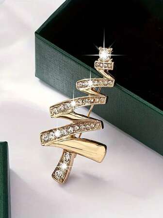 1 件女士优雅水钻圣诞树胸针 - 多功能时尚配饰，适合派对/圣诞聚会/日常服装/工作场所通勤，可作为礼物送给女朋友/家人/同事