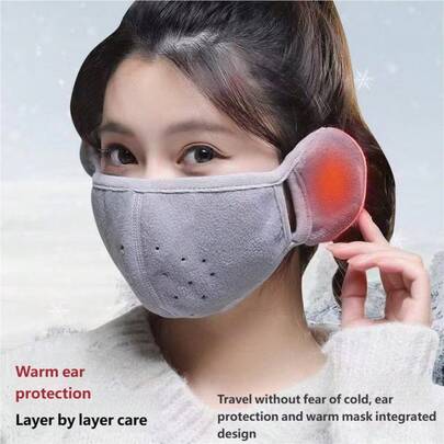 1个防风面罩，二合一保暖加厚护耳面罩，适合秋冬季骑行，男女通用
