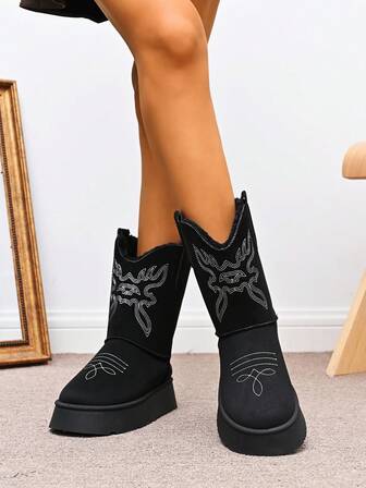 Bekväma vintersnökängor för kvinnor, varma, termofodrade ankelkängor, tjocka sulor, lämpliga för utomhusäventyr, vinterkängor