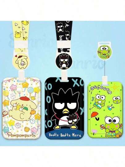 2-Piece Set, [Lanyard + ID Holder], Sanrio Hello Kitty Lanyard ID Badge Holder - Durable ABS Material, Anti-Lost Neck Pouch With Protective Case - Cute Cartoon Design, Unisex, Easily Stretchable ID Sleeve For Work, Commute, Student ID, Etc.