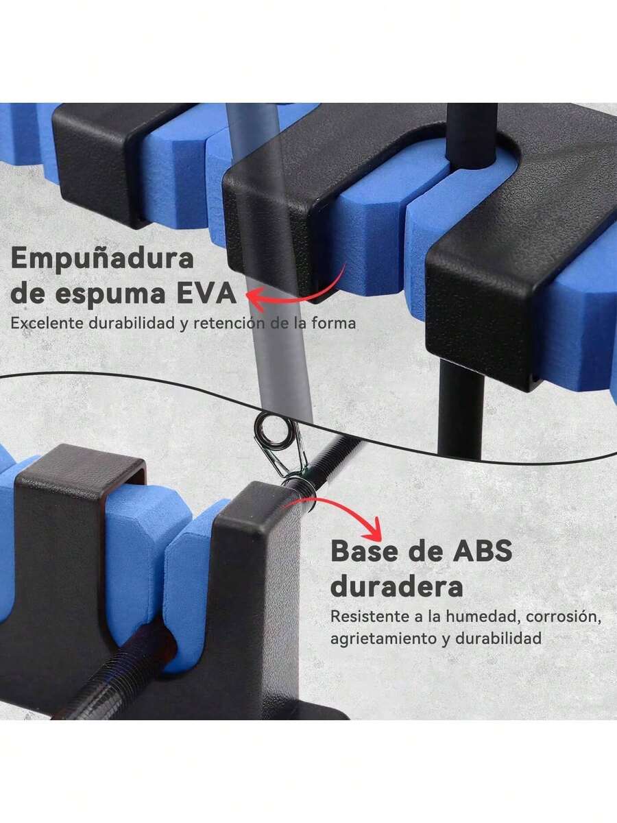Porta Cañas de Pescar, Soporte para Caña de Pescar de Pared, Estante de Almacenamiento para Caña de Pescar, Estante para Caña de Pescar Montado en La pared, con Capacidad de 6 Cañas, Horizontal,Azul - Rojo - Ver 1