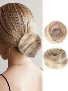 合成发髻，配有弹性发圈，可夹式接发马尾辫，女士适用