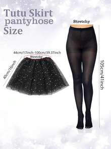 Forever & Moment 2/5 件 80 年代和 90 年代复古霓虹派对服装配饰套装蕾丝蝴蝶结头带性感芭蕾舞裙渔网连裤袜百叶窗眼镜道具适合 80 年代女性舞会派对角色扮演服装配饰 - 多色 - 查看 12