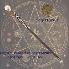 Sagittarius Wand Clear Quarz Crystal Magic Crystal Wand Sagittarius Gifts Handcrafted Witch Fairy Wizard Zodiac Wand Sorcerer Cosplay Accessories Party Stage Costume Wands - 白射手座 - 查看 3