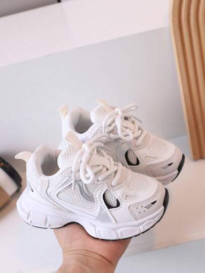 1 Pair Spring/Summer New Kids Tennis Shoes, Boys/Girls Breathable Mesh Sports Shoes, Toddlers Hook And Loop Non-Slip Soft Bottom Comfortable Casual Shoes, Convenient Design