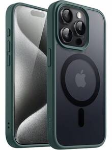 JETech Funda Magnética para 15 Pro 6.1 Pulgadas Compatible con, Carcasa Translúcida Mate Trasera Fina Antigolpes (Negro) - Verde Oscuro - Ver 12
