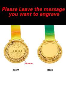 1枚定制金属吊牌，麦穗图案，锌合金材质，儿童比赛奖牌，马拉松运动荣誉纪念徽章，可用作儿童鼓励礼物，“我很棒”奖牌，带挂绳