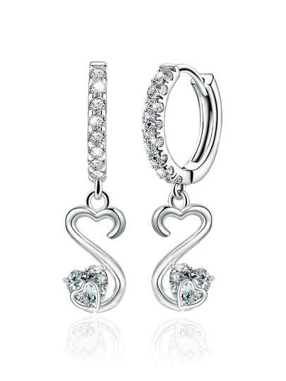 1 par de pendientes de aro con corazón de circonita cúbica hipoalergénicos para mujeres, pendientes minimalistas delicados, diseño clásico para uso diario, regalo de cumpleaños