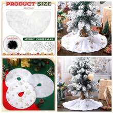 3 Pack 15 Inches Tree Skirt White With Silver Snowflake Tree Faux Fur Plush Sequin Fluffy Xmas Skirt Holiday Party Indoor Outdoor Home Decoration