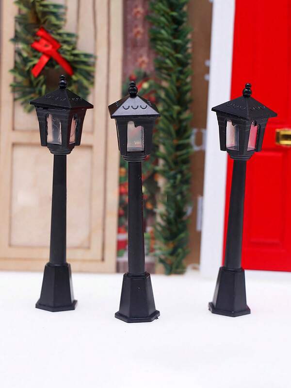 6 pezzi Decorazione da paesaggio in miniatura per casa delle bambole, lampada stradale di grandi dimensioni, lampada realistica, piccolo ornamento creativo