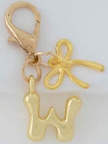 1个A-Z金色泡泡字母可爱吊坠，蝴蝶结装饰，钥匙扣，戒指托，背包挂饰，汽车挂饰，购物，海滩，露营，钱包配饰。适合作为送给女性、朋友和学生的礼物，时尚创意设计，生日礼物装饰，圣诞礼物。 - 金色蝴蝶結 - 查看 11