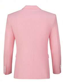 Men's Suits 2 Piece Blazer Pant Wedding Suit Set 2 Buttons Slim Fit Tuxedo Jacket For Men Prom Casual Business Pink - 粉色 - 查看 4