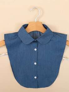 1 pièce Collier amovible polyvalent pour femmes en denim décontracté, col pointu, col à volants. Idéal pour les robes et la décoration de Noël - Faux col en jean - Voir 18