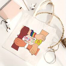 Empower Women Tote Bag - Large Capacity, Durable Polyester Handbag With International Women's Day Design, Perfect For Shopping, Travel, And Parties, Party Accessory| International Women's Day Theme| Large Capacity Bag, Ladies Handbags - 白色 - 查看 5
