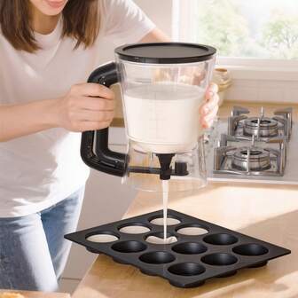 New Batter Dispenser, Batter Funnel Cup, Cupcake Hand-Held Liquid Dispenser, Measuring Cup Baking Tool