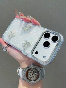 1 件时尚奢华电镀水钻边缘闪亮星星透明全身防震手机壳，适用于 17/17 Air/17 Pro/17 Pro Max、16、16 Pro、16 Plus、16 Pro Max、15、14、14 Pro Max、13、12、11 - 無色 - 查看 4