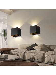 LED Wall Light, Square Up & Down Lighting Outdoor Wall Lamp, Waterproof Porch Light For Home Decor, Suitable For Outdoor Patio/Yard/Garden/Stairway/Street/Living Room/Bedroom/Kitchen/Bathroom/Hallway/Corridor, Choose Material As Needed - Đèn tường LED vuông chống nước - Xem 6