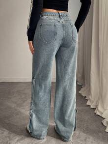 Jeans con strappi di design di alta moda, pantaloni jeans con effetto vissuto, di stile retrò, adatti a ragazze