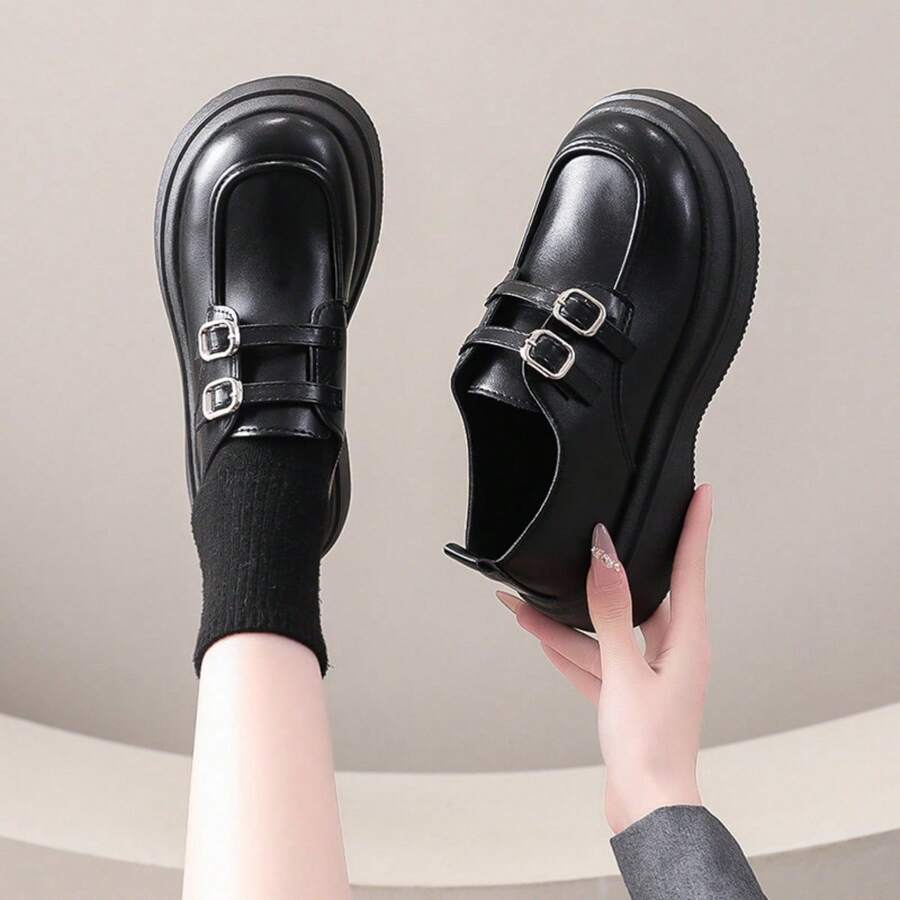 Women's Thick Sole British Style Mary Jane Shoes, Slip-On Casual Loafers, Spring New Versatile Design