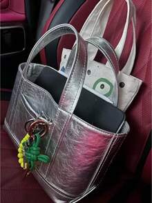 A Simple And Stylish Silver Women's Handbag For Autumn And Winter, A Versatile And Spacious Women's Handbag, And A Lightweight Tote Bag For Shopping. - Silver - View 4