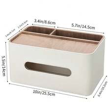 3-In-1 Elegant Storage System, Upgraded PU Leather Multi-Function Tissue Box, Desktop Smart Compartment Napkin Holder - Multicolor - View 2